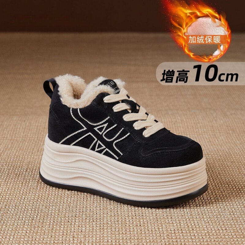 内增高10cm小白鞋女2025秋冬新款休闲厚底板鞋小个子爆款加绒棉鞋