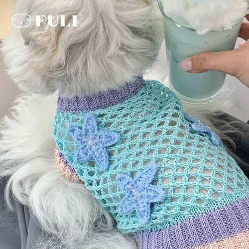 FULIPET「海岛拾星」钩针手工串珠.渔网背心.故事系列.西施犬