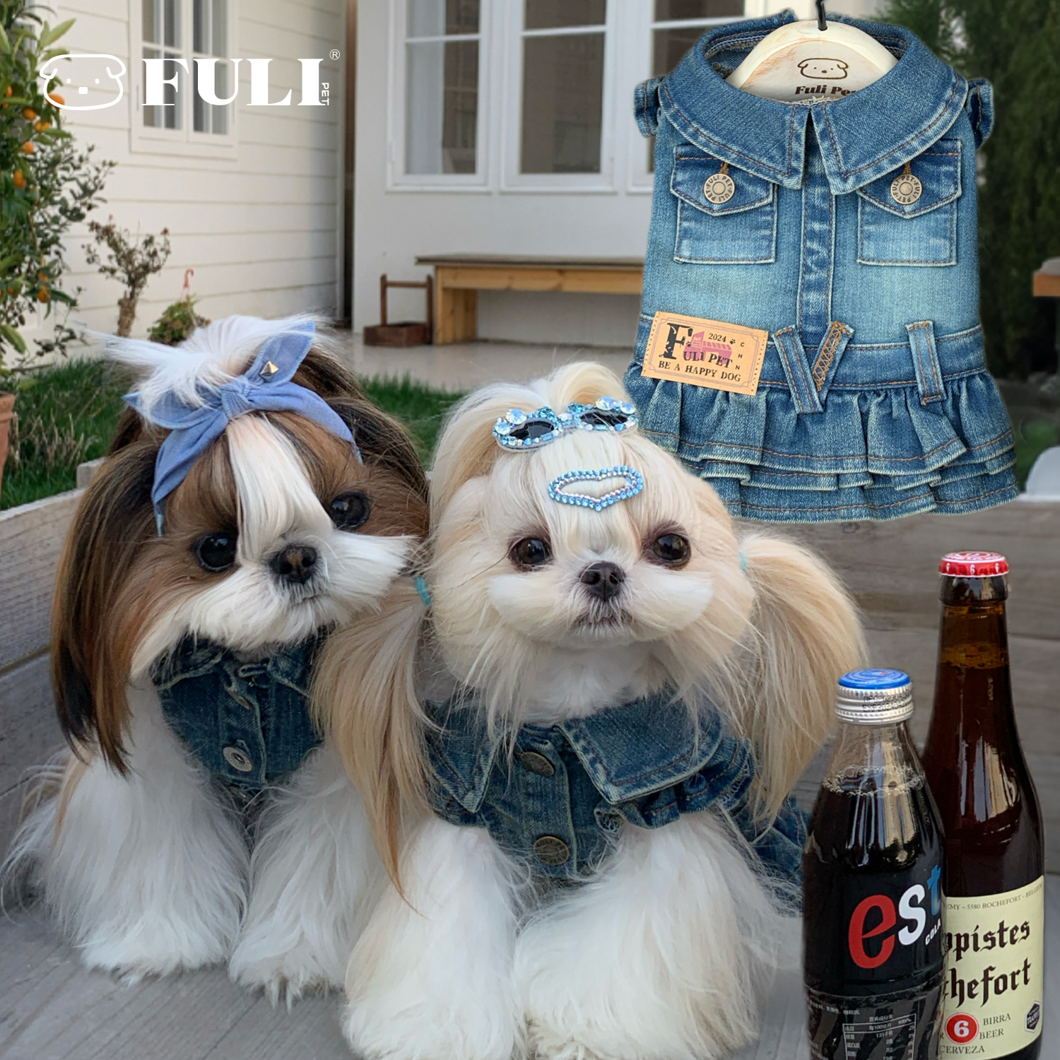 FULIPET「摩登画报」牛仔蛋糕裙.丹宁系列.西施犬马尔济斯比熊雪