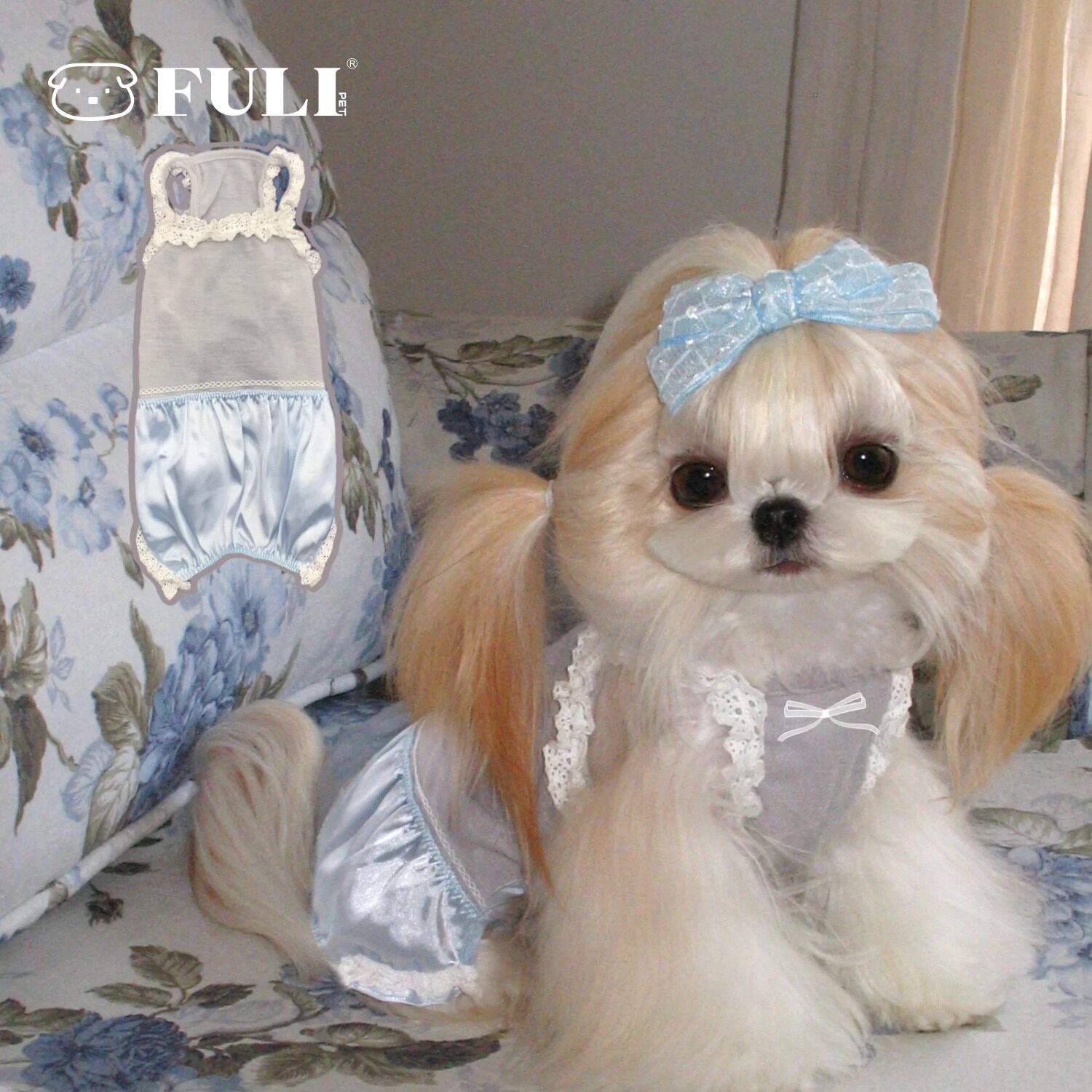 FULIPET「月光珍珠」醋酸挂腿裤.假日系列.西施犬马尔济斯比熊