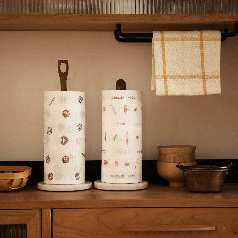 北欧筒厨房FUE餐桌巾纸卷纸巾家用实木大理石餐桌面立式卷筒卫生