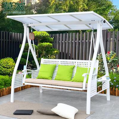 莫家户外千白色庭院园家用吊椅36154室 外花秋铁艺三双人摇椅荡秋