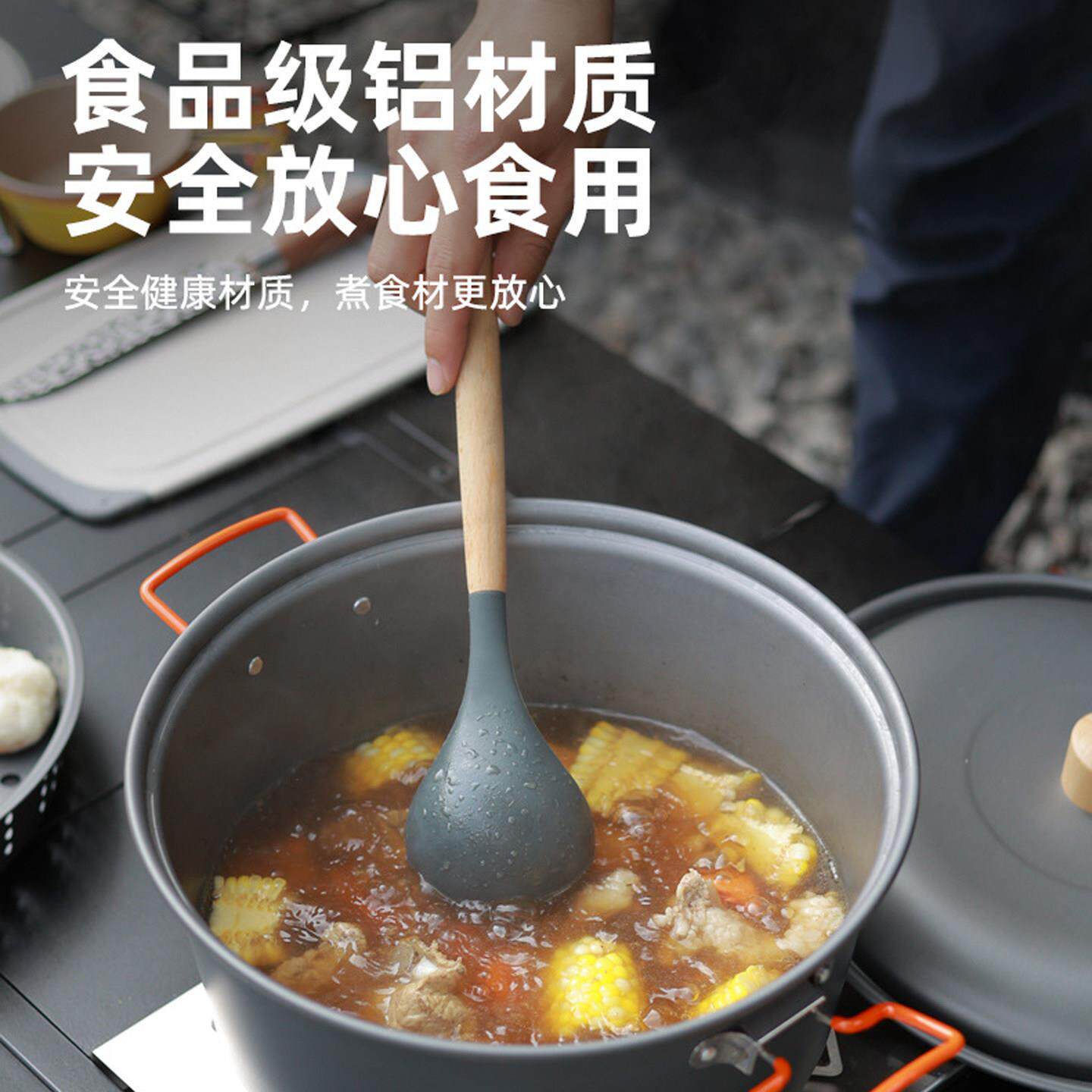 户外5L蒸煮一体锅.HMHG002露营铝合金火锅旅7行量轻量蒸锅大容可