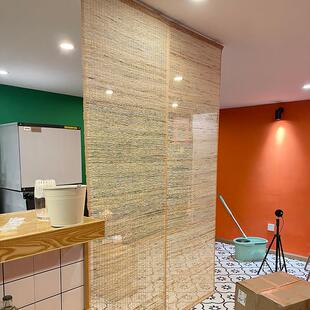 苎麻帘玄关装垂帘隔窗中001式屏挂帘免打孔饰帘风帘草帘断透光半