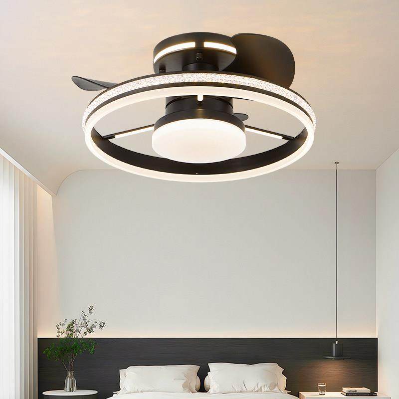 卧室灯源地客厅饭叶厅吊扇灯2025款新型隐房间形新吸顶静音智能无