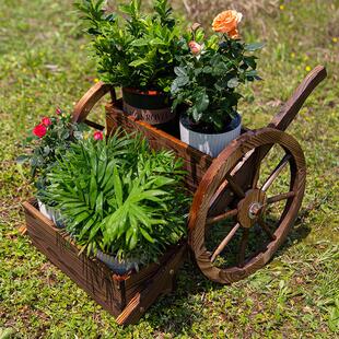 户外阳实木花箱多层木质057花盆架碳化装腐台木庭院花防园饰种植