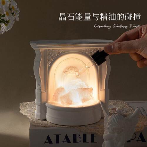 节礼物法式件古壁炉扩香壁炉香薰礼石香薰无火盒生复日小夜灯摆高