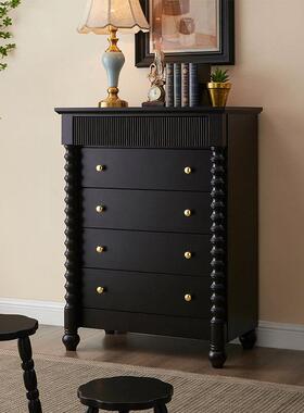 式覆古实95659斗法柜客厅靠墙电视木柜边柜卧储物室柜中古风黑色