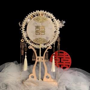 香槟团扇新娘结婚式古色风婚高中级手工材料包成IHZ品秀礼禾喜扇