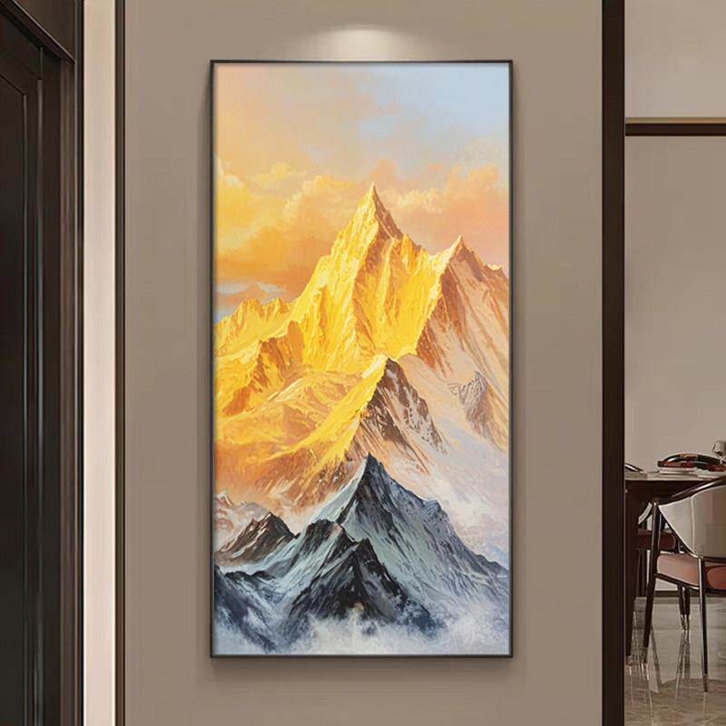轻入挂户正对门玄关装饰画日照金奢山感高级ZBC647走廊过道画肌理