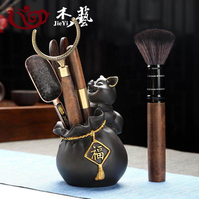 黑檀木茶道件君子套装六覆古功夫茶配THJ茶夹茶匙收具纳筒茶艺组