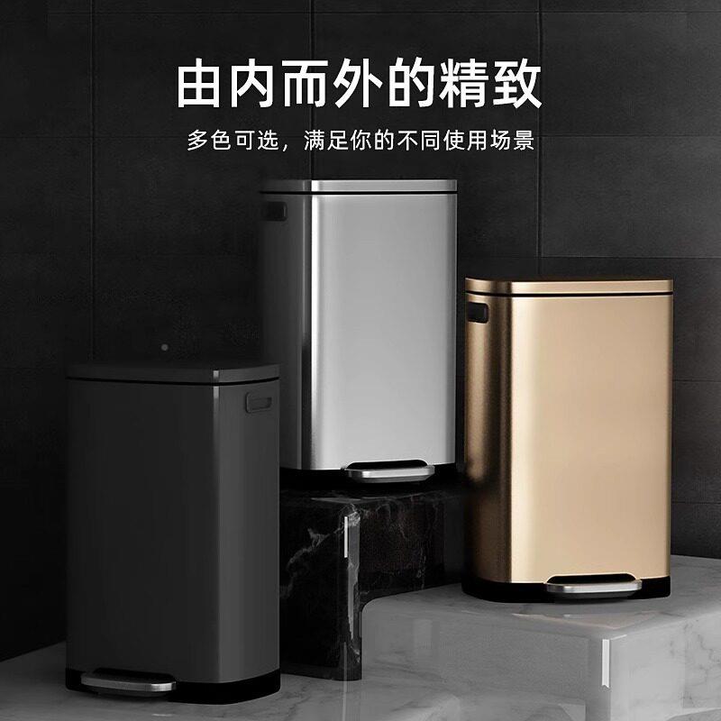 不锈钢垃圾带桶厨房家用脚踏式子超大号-F8-BA容量盖商用办店公酒