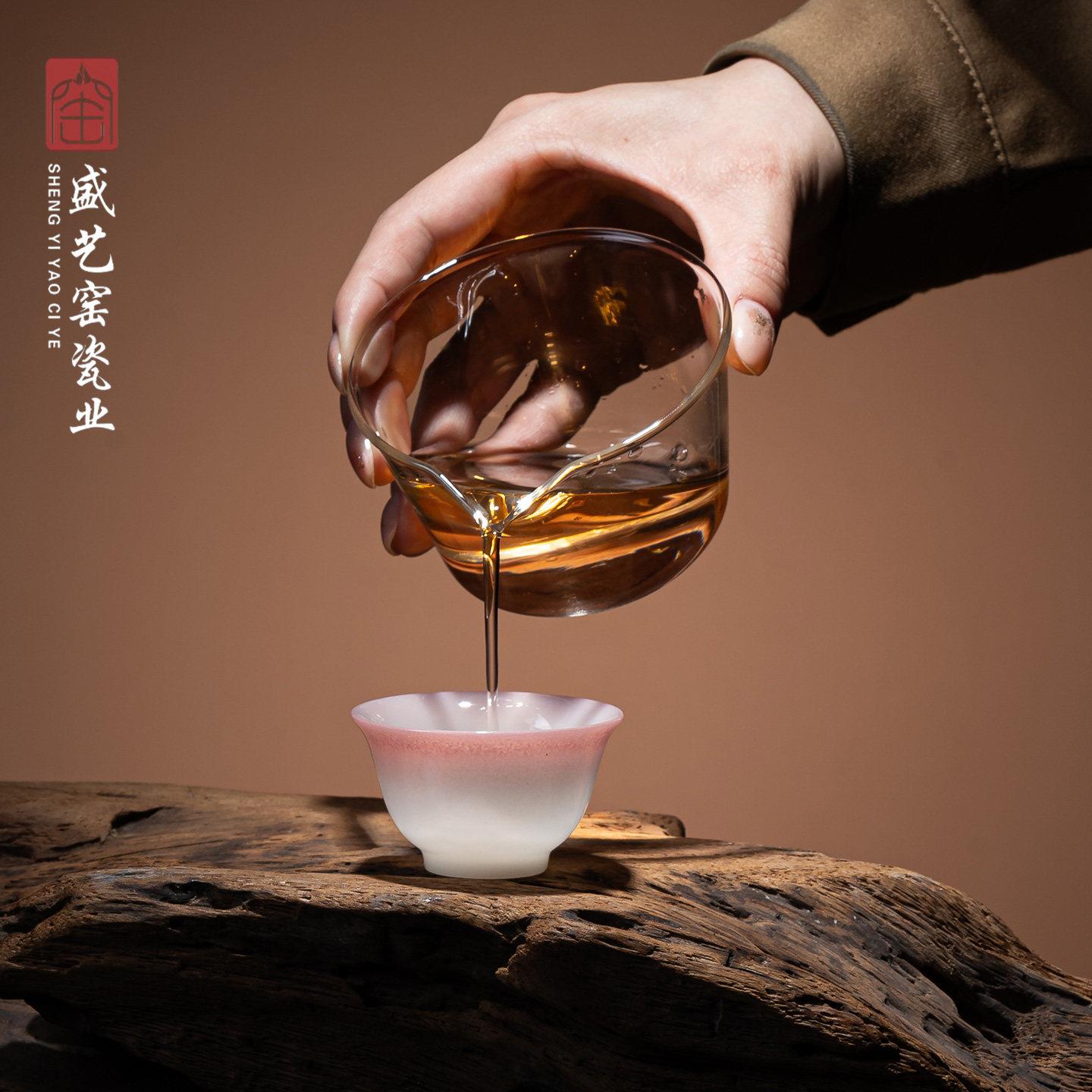 具渐变璞玉快客杯一茶壶sy-046三杯旅行便瓷携式户外露营泡茶盖碗