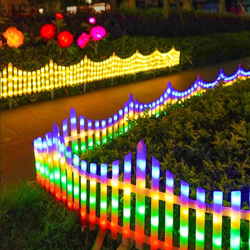 波浪款太阳能户外彩灯围栏庭院花园小围ZFT院草坪篱耶诞节笆氛装