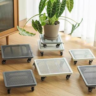 大号正方形带煞滚车移特动静音TP332花盆托盘铁加高加厚带艺轮底