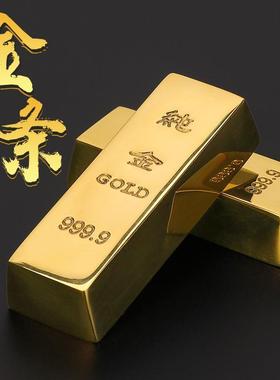 黄铜沙金金条实心铜元宝摆件招米进宝压缸客抓周道具开业乔迁礼品