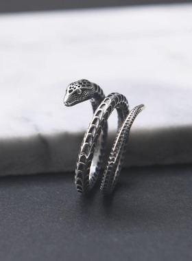 网红- 复古银戒 跨境饰品 925银蛇戒指 创意设计情侣男女指环