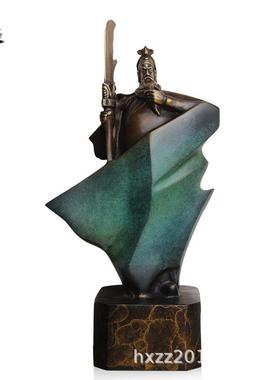 青铜关公摆件黄铜小号关公工艺品客厅家居办公室装饰摆设开业礼品