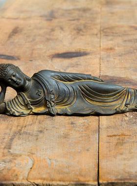 禅意新中式卧佛释迦牟尼佛祖桌面小摆件纯手工工艺品书桌茶台摆设