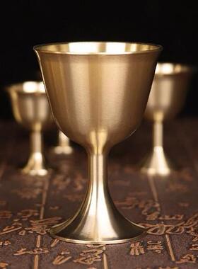 中式黄铜酒杯酒盅佛堂供奉酒杯供酒供水法器供财神观音供杯铜杯子