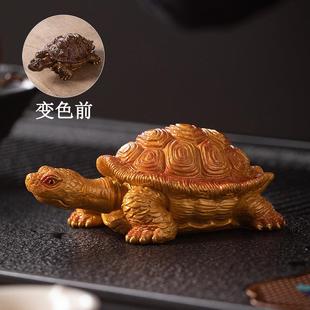 饰摆设 创意变色金钱龟茶宠摆件精品可养小乌龟茶桌茶盘茶玩配件装