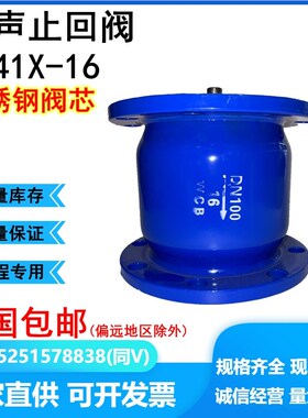 HC41X-16消声止回阀不锈钢芯水泵单向阀逆止阀DN40 50 65 80 100