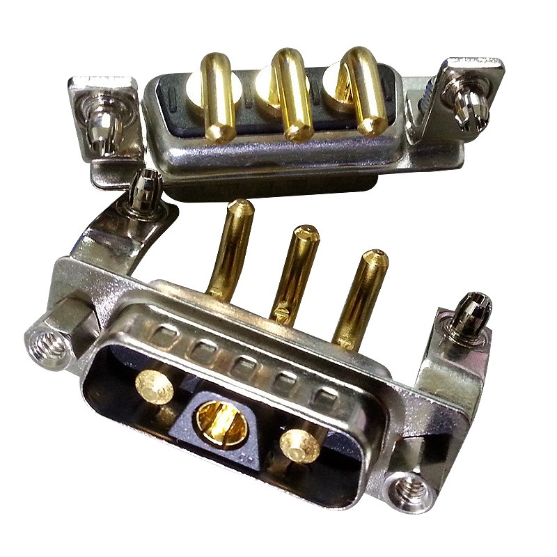 DSUB混装大电流连接器 3V3焊线 直插 弯插 压线 母头 公头3芯插头