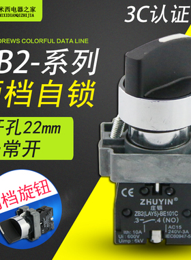 银点 两档旋转按钮开关 ZB2-BD21C短柄旋转按钮 1常开BE101C 22mm