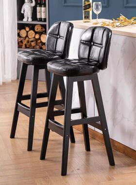 实木吧台椅家子现代约高脚凳靠B180316背吧椅简用轻奢酒吧桌凳椅