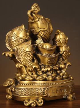 全铜富贵有摆件聚宝盆招财HDQ鱼设摆家居客厅电柜开业余装饰视品