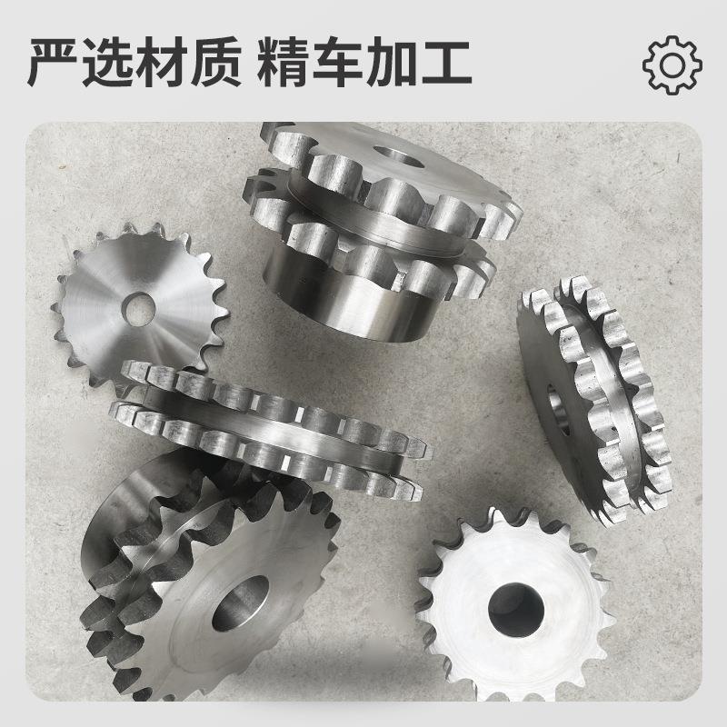 源轮头厂1寸国标链轮双子排499带搭链双驱台阶齿轮可定工做链条