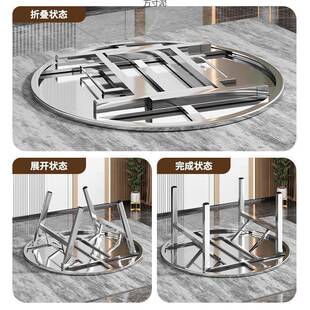 不锈折圆叠桌小户型型家用桌内置转盘户外小户出租屋农钢村见详情