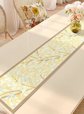 美式桌旗轻奢水皮革电视柜垫旗茶桌垫布防防油防烫长条茶旗F76768