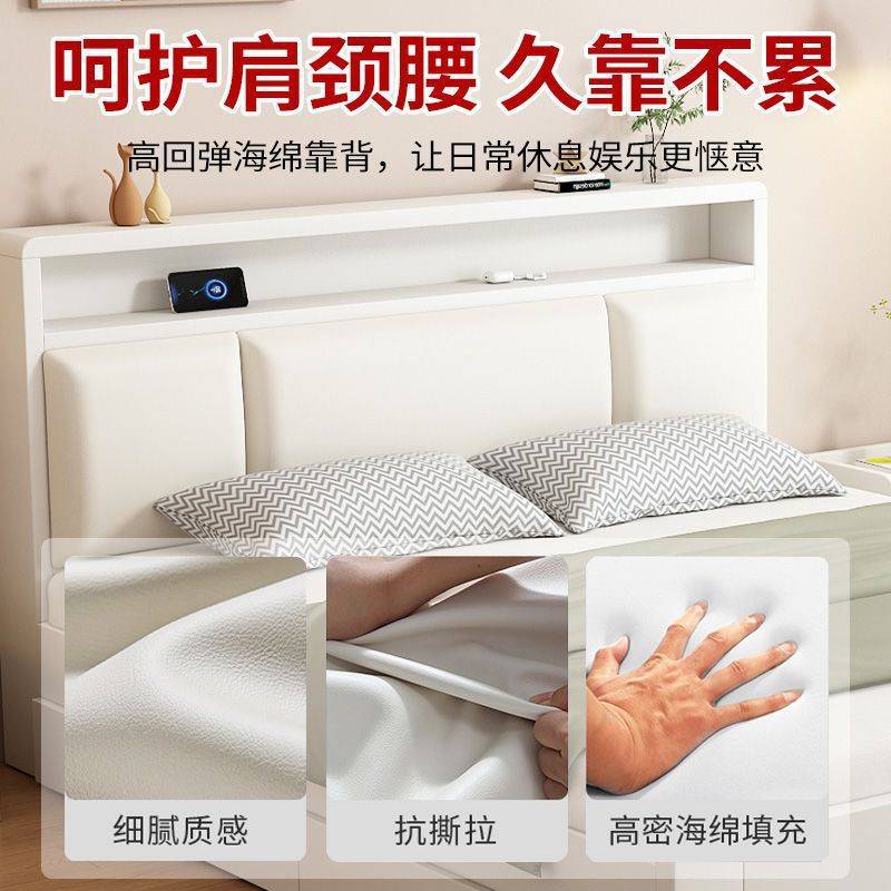 美式实木多层板床现代简约1.5m家用双人床1.8m主卧大床经济型1.2m