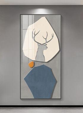 现代轻奢玄关画LB-13523装饰过画麋鹿抽象大气挂客厅壁画立体感墙