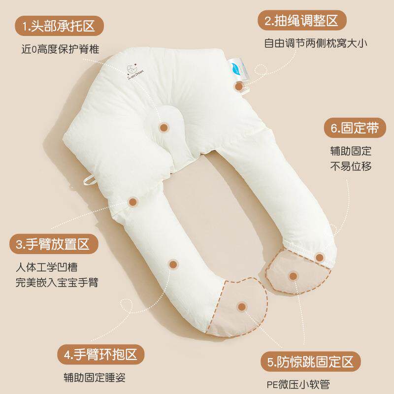 婴儿节定型安枕头抱枕纠CHP正型头新生儿头型枕宝宝睡抚觉可调定