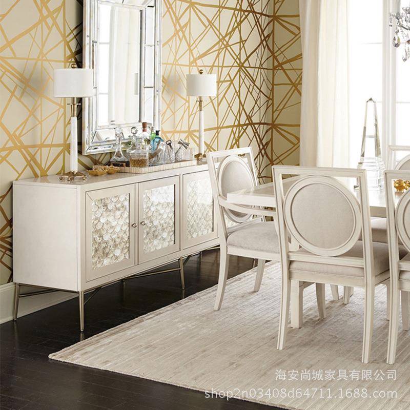 新古典电视柜地柜代客厅后装现饰柜967矮柜视白色贝壳听柜地柜四