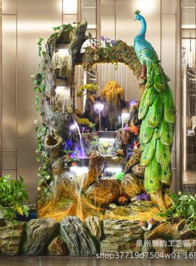 IVR大型假山喷泉艺流水孔摆件客雀厅别室墅阳台办公茶鱼缸水景观