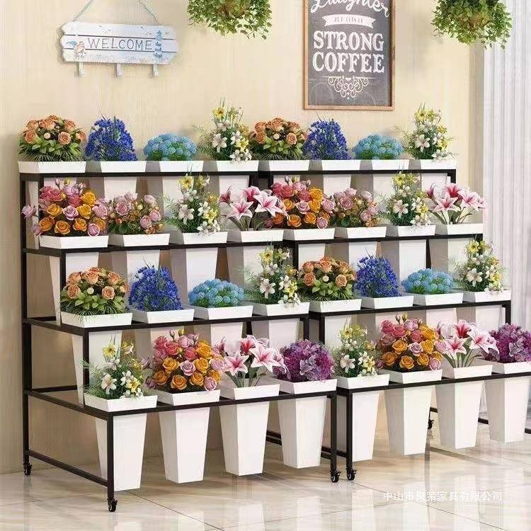 醒花桶货架花店专用花架铁艺多层花筒架摆摊卖鲜花婚庆展示架子
