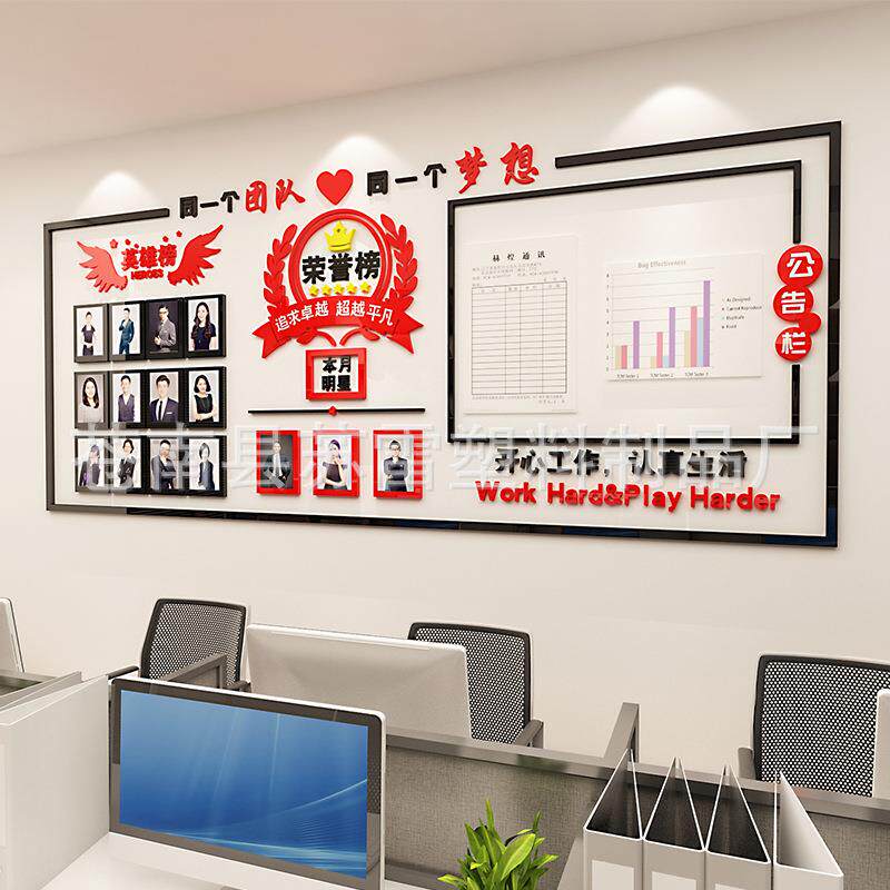 办公公装公饰室励志照片墙司告栏墙贴企业文化员工风SL-090采团队
