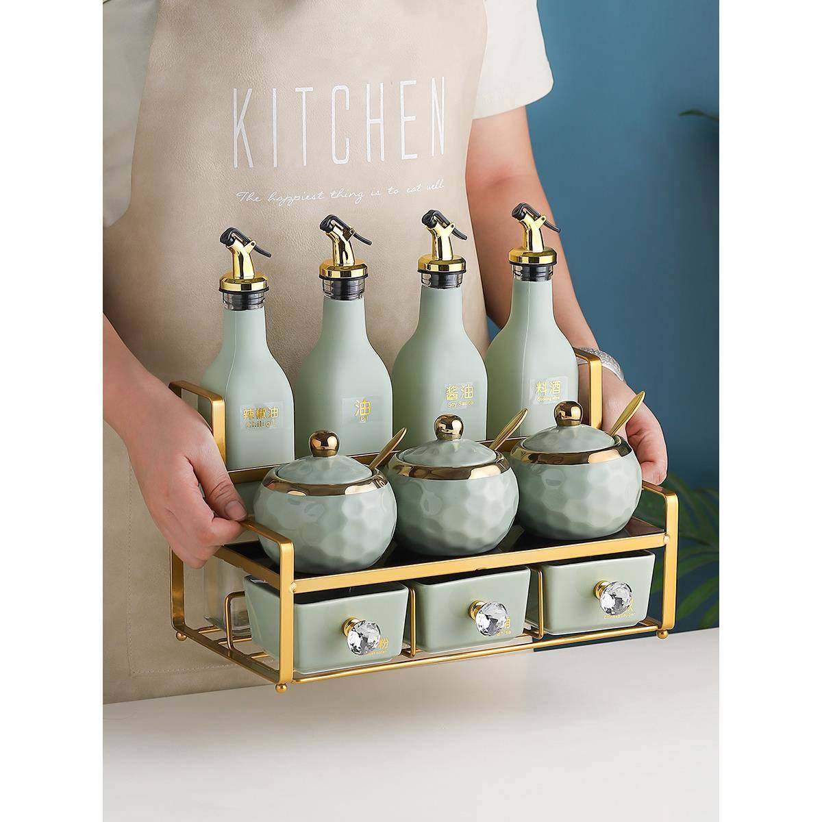 厨高颜值房F9659569调料盒玻璃味瓶套装家用瓷调料罐子油盐调酱醋,厨房/烹饪用具,调料置物架,淘宝优惠券,粉丝福利购,淘宝优惠卷