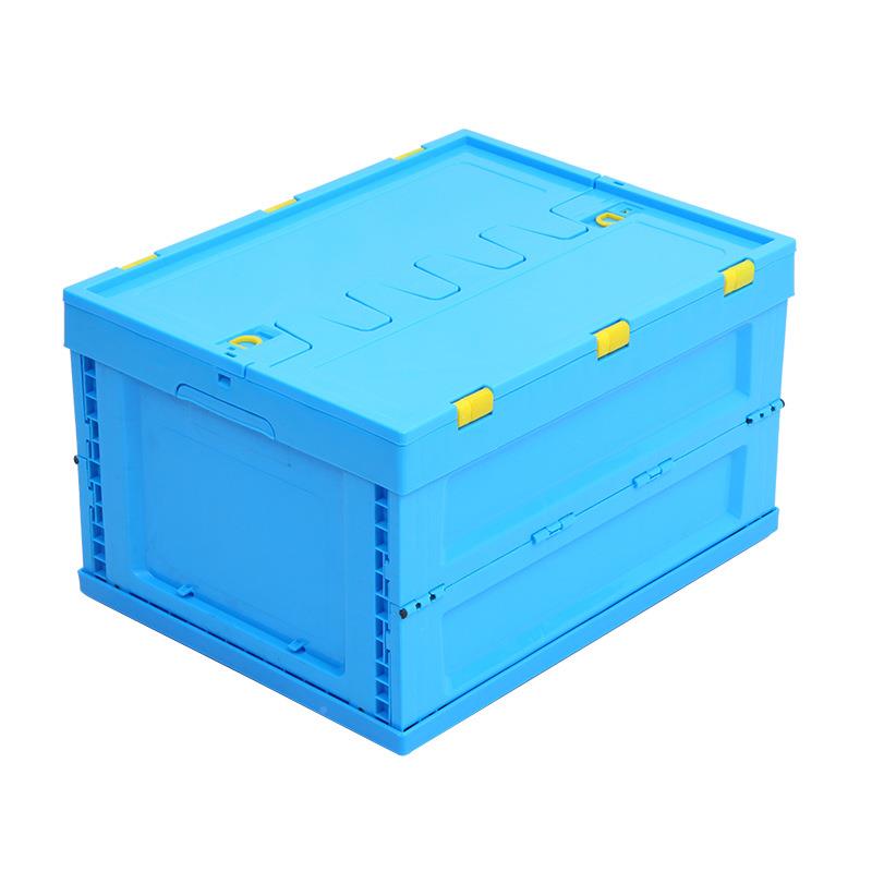 0-300蓝色叠箱0子生鲜配送冷链物流折叠5箱加厚带盖WPY注折塑折叠