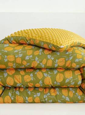 2000125新款复古碎豆花A类棉麻双纱豆绒2被子被芯加厚保暖春层秋