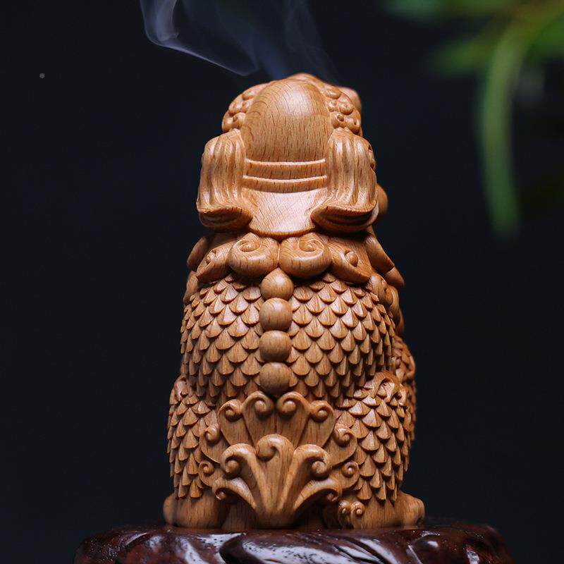 黑檀木雕刻瑞兽问天手吼貔貅文玩把木件家居榉工艺品装饰EER汽车