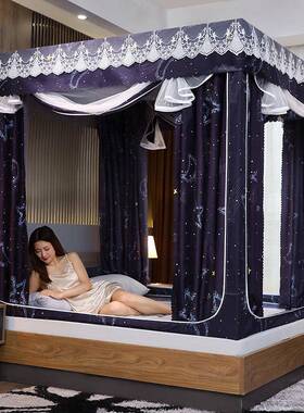 遮光蚊帐床帘2025年用新夏天20229全闭拉链一封体式蒙古包款纹帐