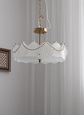 法式轻灯奢卧室吸顶现代简42801约餐书房灯网红款贝厅壳玻璃片LED