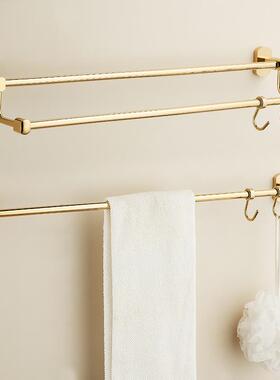 全卫生间毛巾轻架单杆免打孔浴巾架浴室置架壁挂物奢NDY毛巾杆带