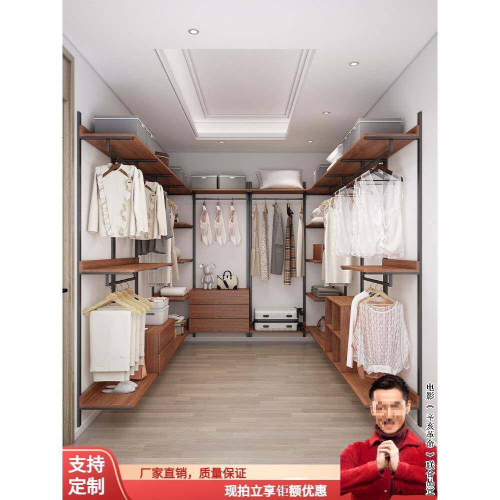 开放式衣柜转角l型衣帽间架子组装挂衣架带储物柜衣帽架落地卧室