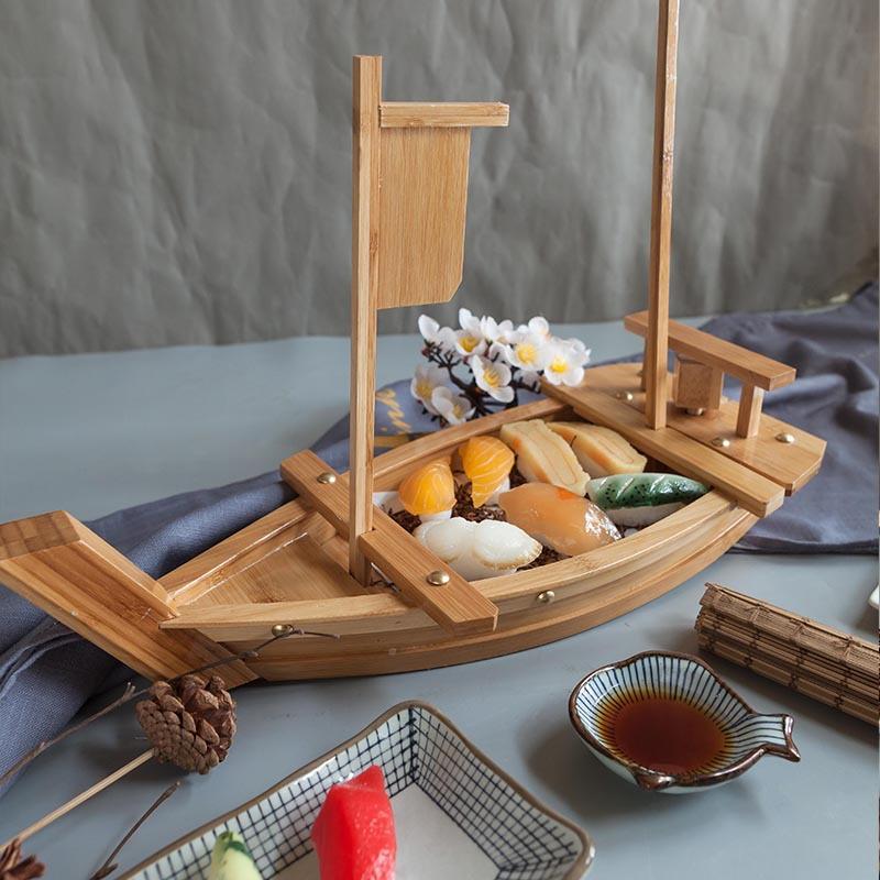 三本理木制龙船刺身船冰船料刺身GUL盘拼日式料理精品寿干司船