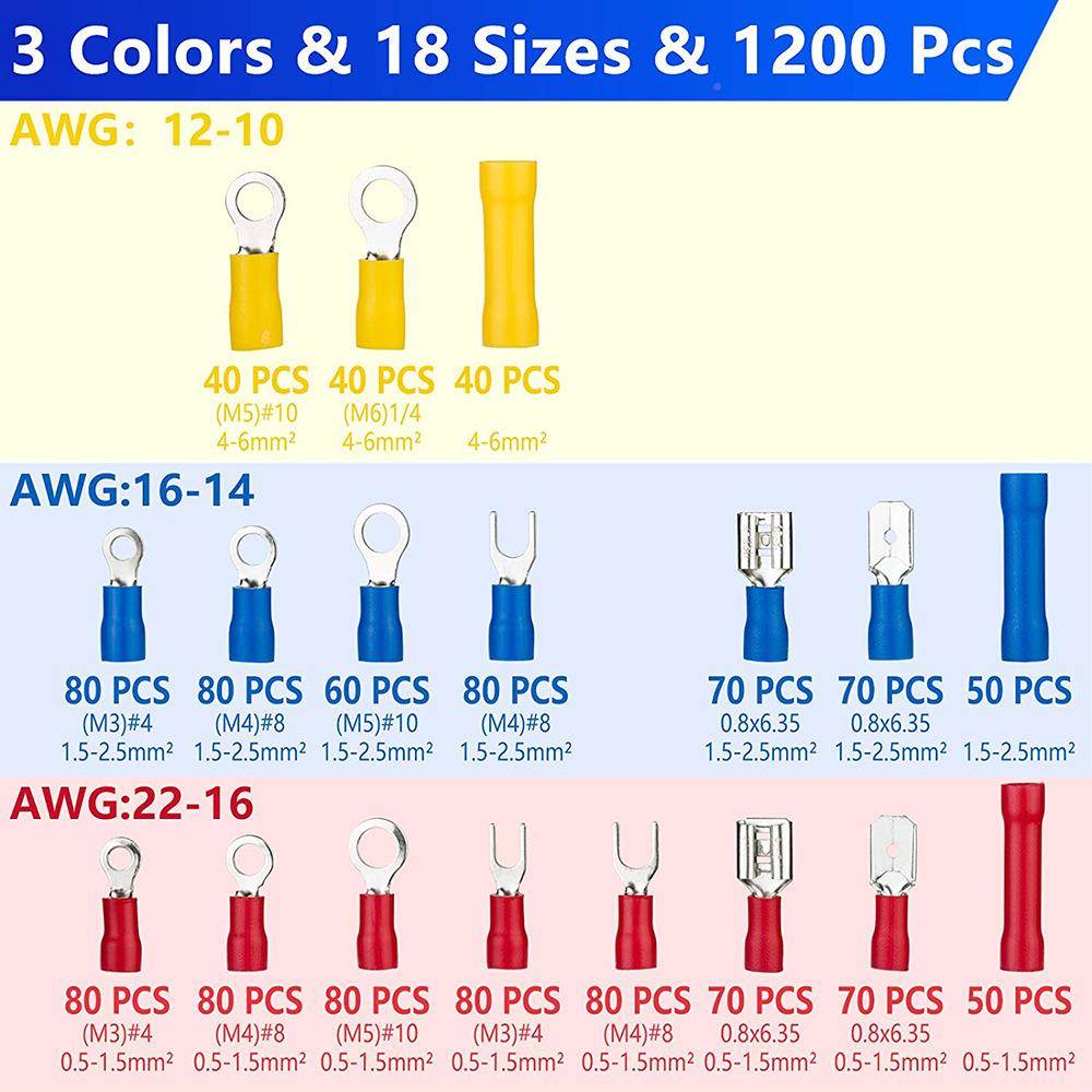 1200pc线s冷压接端子组合套装线18装款预绝28缘压铜端子套玮捷